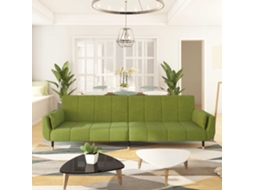 Vidaxl Sofá-cama 2 Lugares Com Duas Almofadas Veludo Verde-claro