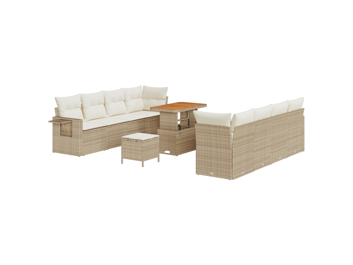 Conjunto De Móveis De Jardim Vidaxl Bege Vime Pe (90 X 55 X 71 Cm)