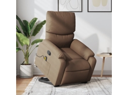 Vidaxl Poltrona Reclinável Massagens Tecido Castanho