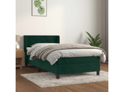 Vidaxl Cama Com Molas/colchão 100x200 Cm Veludo Verde-escuro