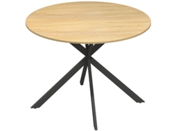 Mesa De Jantar Redonda 4 Lugares, Estilo Industrial, Pés De Aço, Carvalho, Para Sala De Jantar E Cozinha