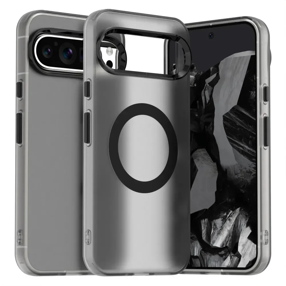 (preto, Google Pixel 8) Capa Transparente Fosca Cristalina Para Celular, Resistente A Impactos, Com Carregamento Sem Fio Magnético.