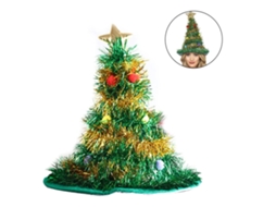 Chapéu De Natal Luminoso De Seda Não Tecida Com Base Verde E Faixa Dourada.