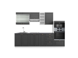 Cozinha Fame-Line, 280 cm, PT Antracite, Antracite-ouro/branco, Vicco