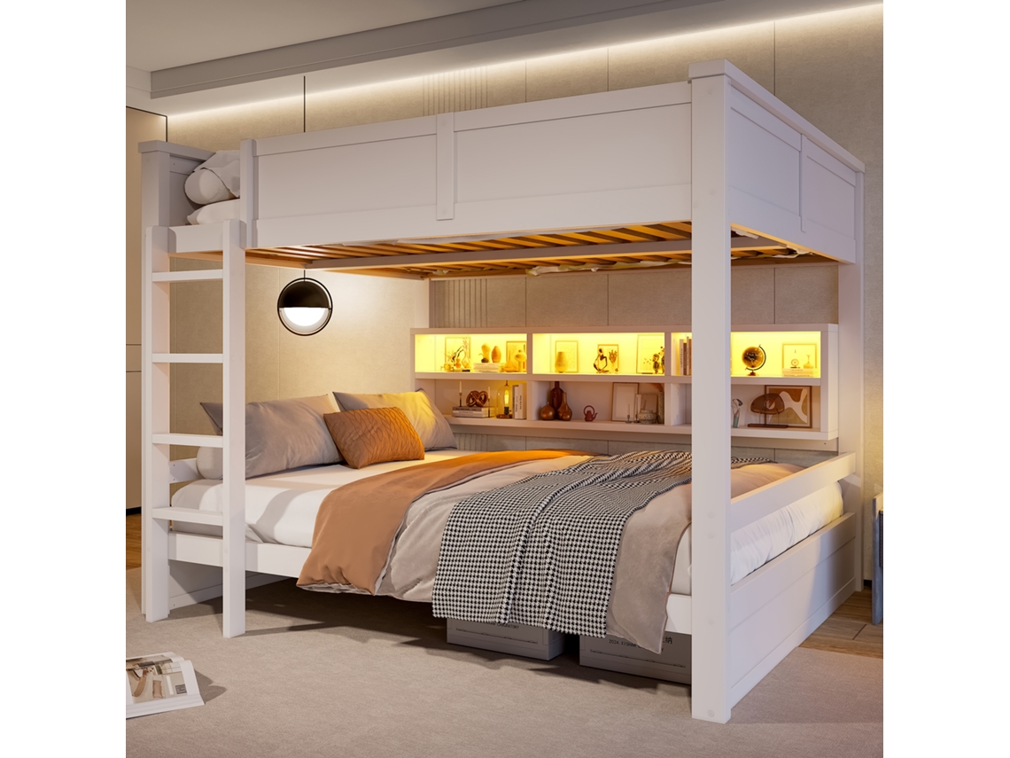 Beliche 160x200 Armários Led Branca VOLTEDGE