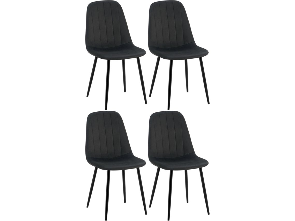 Conjunto de 4 cadeiras de jantar em veludo Baxter preto CLP