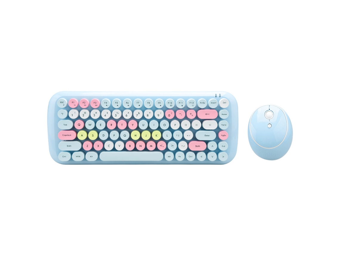Conjunto De Teclado E Mouse Sem Fio 2.4g Com Teclas Redondas Para Pc. Aquaforge