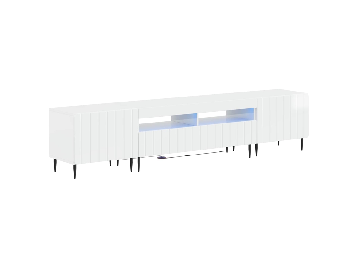 Vidaxl Armário De Tv Led De 5 Peças Branco Brilhante