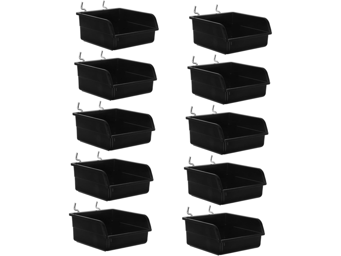 Conjunto de 10 Caixas Organizadoras para Peças, Ganchos, Painéis Perfurados, Prateleiras e Acessórios, Brancas. SFUSHOS