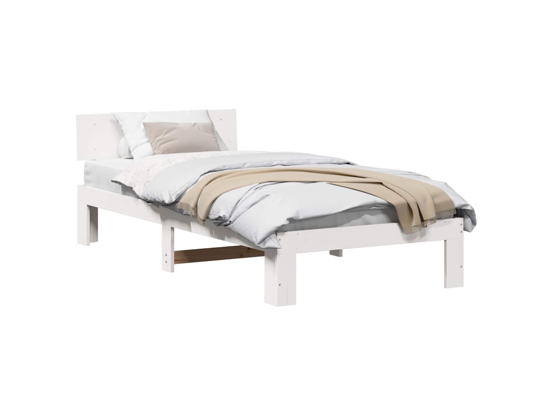 Estrutura da Cama em Madeira de Pinheiro Sólida Branca MAISON EXCLUSIVE (90x190 cm)