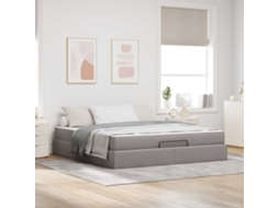 Vidaxl Estrutura De Cama Com Colchão 2 Pcs Cinzento-acastanhado Tecido