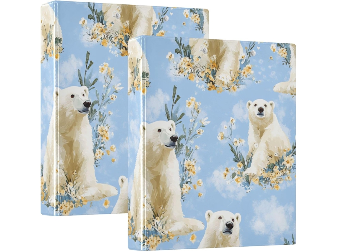 Pasta Escolar Redonda De 1 2 Polegadas Com Bolsa, Pacote Urso Selo Polar Com 1 2 Unidades, 200 Folhas
