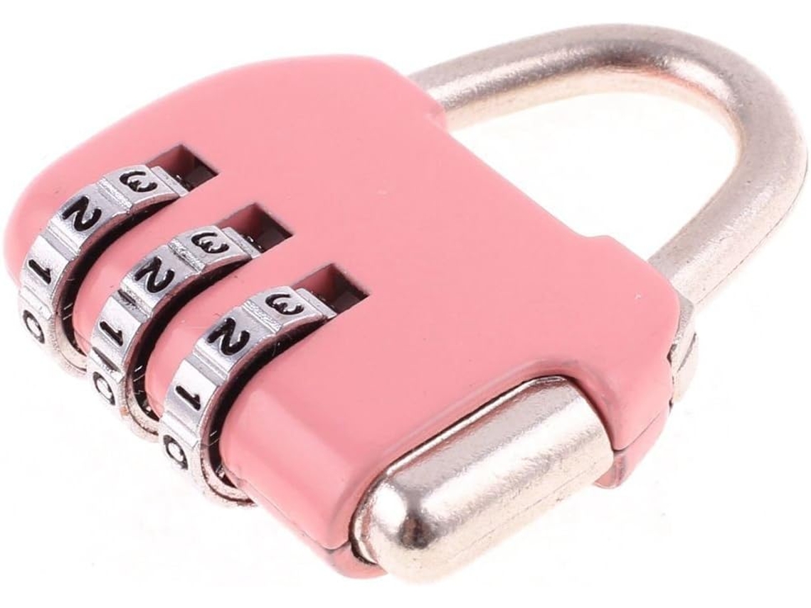 Cadeado De Combinação Ajustável Para Bagagem, Cadeado De 3 Dígitos, Rosa