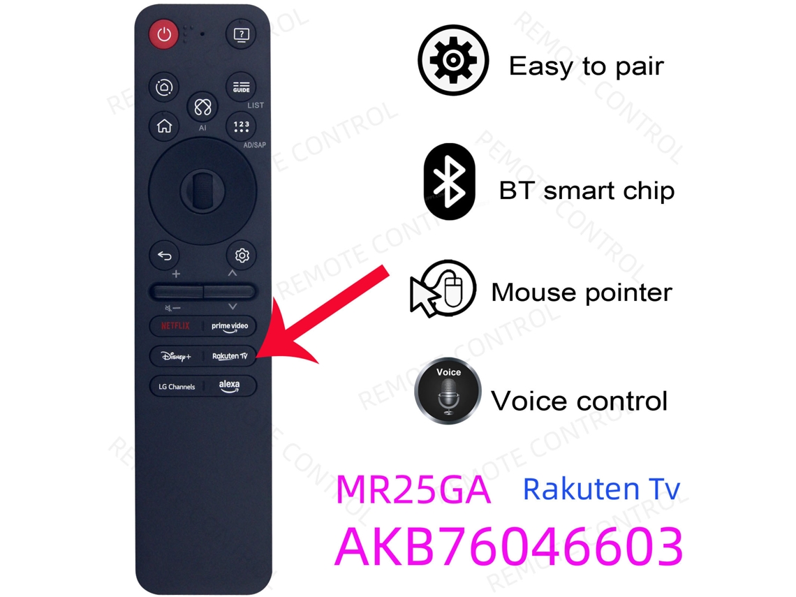 Comando de TV para LG Mr25ga AKB76046603 Rakuten TV com controle de voz e air mouse XIAOMOYU