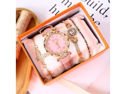 Conjunto de Presente Feminino com Relógio de Pulseira de Malha e Caixa Laranja SPQMENT