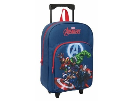 Mochila Escolar Vingadores com Rodas Marinho Azul 32 x 42 x 14 cm