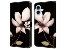 Capa Em Couro Pu Magnético Para Apple Iphone 16 - Flor Rosa