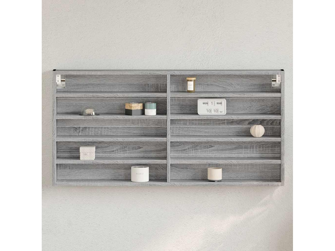 Vidaxl Armário Vitrine 100x8,5x50 Cm Derivados De Madeira Cinza Sonoma