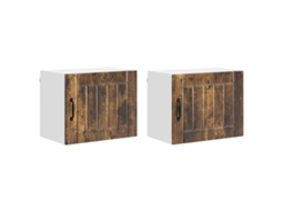Conjunto de 2 armários de cozinha em carvalho defumado com dimensões de 50x31x40 cm, EXCLUSIVO DA MAISON.