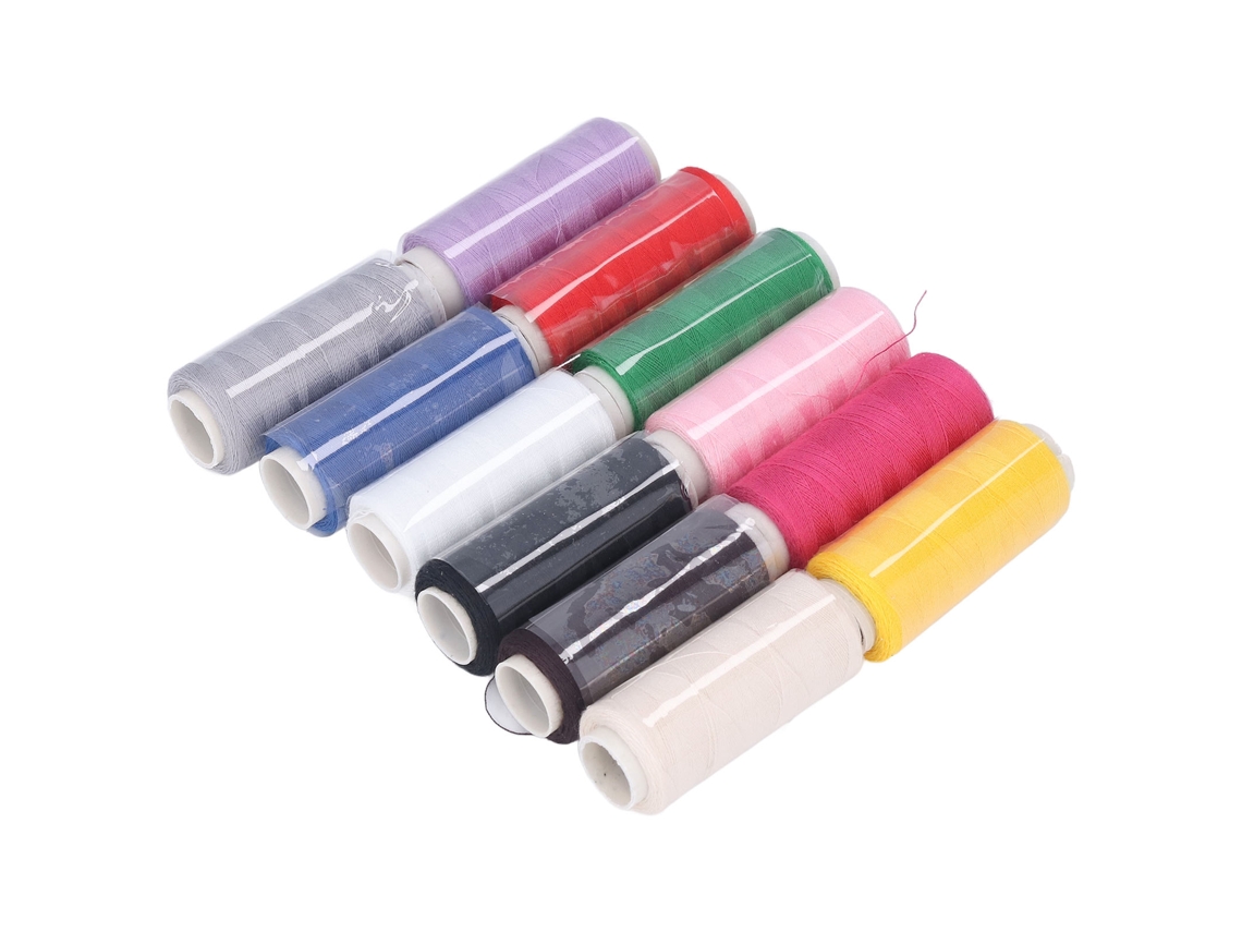 Linha de Costura Doméstica, 12 Cores, 250 Jardas, Poliéster Artesanal, Kit para Costura, Bordado e Patchwork. AQUAFORGE