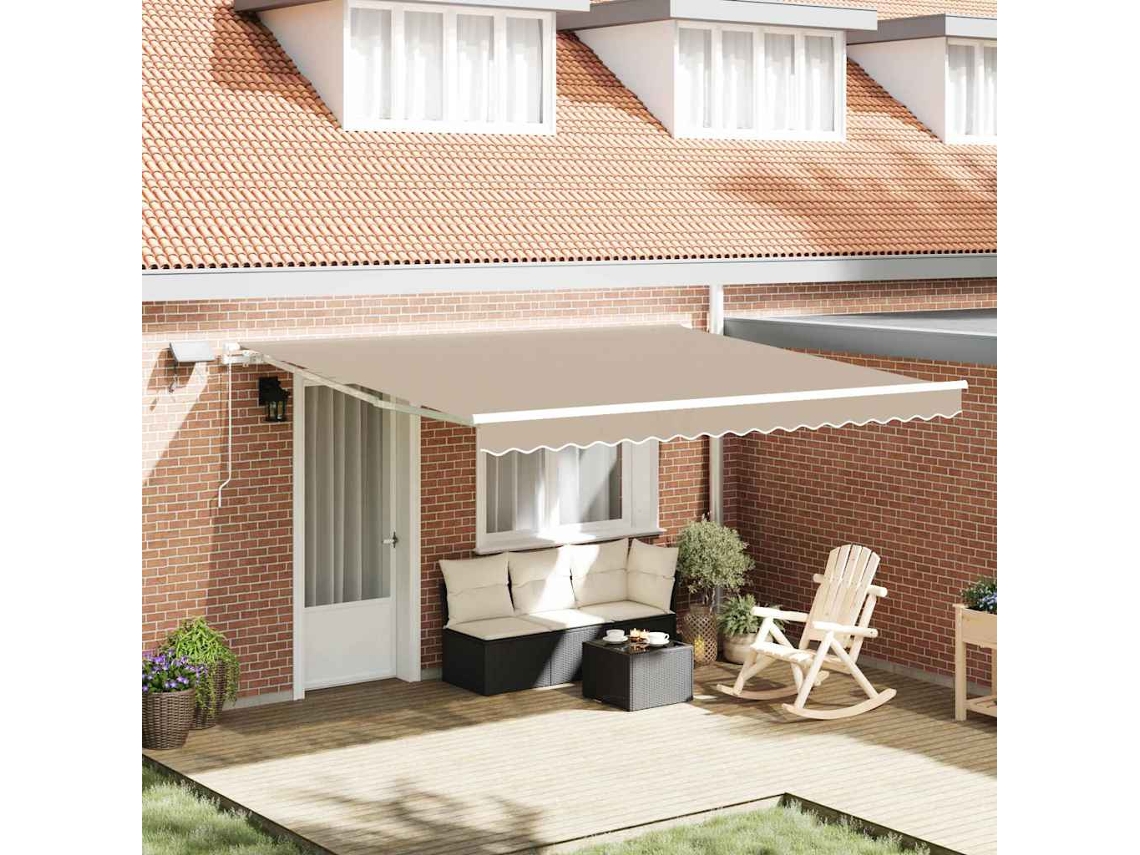Vidaxl Toldo Retrátil Bege 400 × 300 Cm Tecido E Alumínio