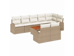 Conjunto de Sofá de Jardim 9 Peças Bege e Creme Vime Pe MAISON EXCLUSIVE