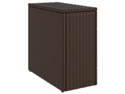 Mesa de apoio para jardim com tampo de vidro 58x27,5x55 cm Vime Pe Castanho MAISON EXCLUSIVE
