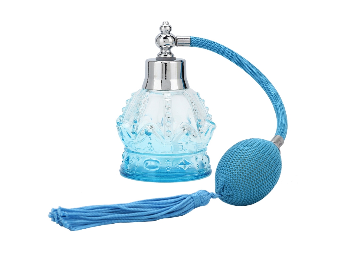 Botella De Perfume De Vidro Recarregável De 80ml Com Spray E Laço Azul
