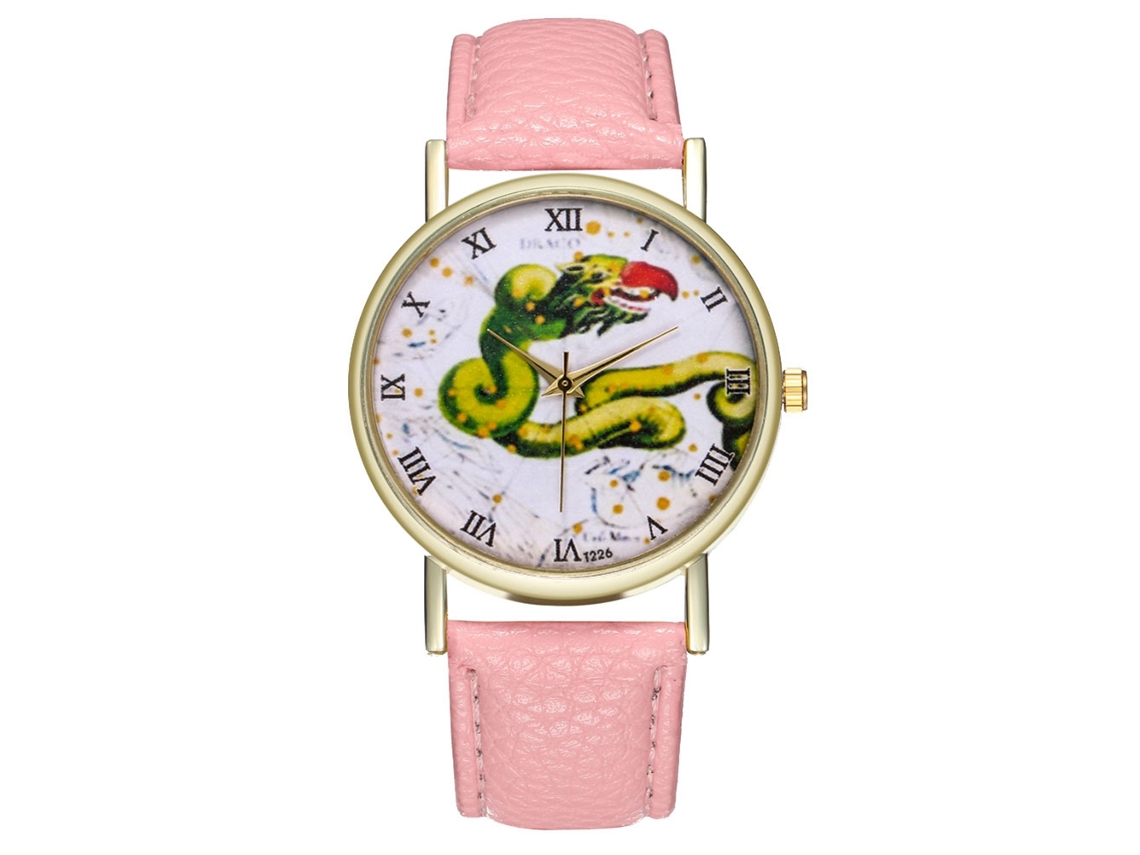 Relógio de Pulso Analógico de Dial Redondo Fashion com Movimento de Quartzo (rosa)