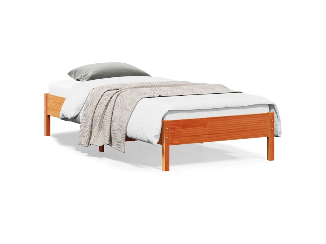 Vidaxl Cama Sem Colchão 100x200 Cm Pinho Maciço Castanho-mel
