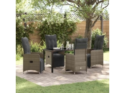 Vidaxl Conjunto De Jantar Para Jardim 5 Unid. Cinzento Vime Pe