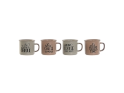 Conjunto de 4 Canecas HOME ESPRIT Azul Cor de Rosa Grés