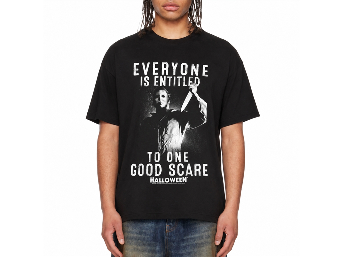 Rockinstone Halloween One Good Scare Black Adult T-shirt Size:xl