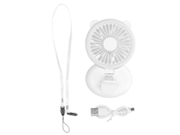 Mini Handheld Clip Fan Folding Usb 3 Gears Neck Hanging Strap White