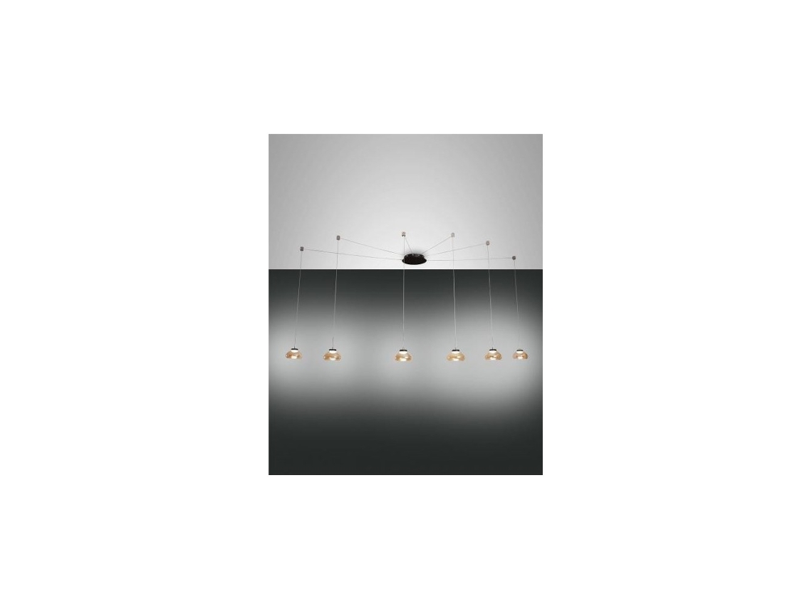 Lustre Pendente Arabella Led em Metal e Vidro Soprado Ambra 3547-46-125 FABAS LUCE