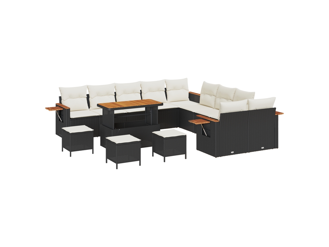 Conjunto 18 Móveis De Jardim Vidaxl Preto Vime Pe (289 X 289 X 85 Cm)