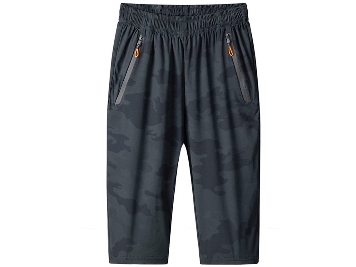Shorts 3/4 De Largura - Calções Casuais - Ligeiros - Cintura Elástica - Bolsos Com Fecho De Correr - Materiais Transpirantes - Calças De Esporte
