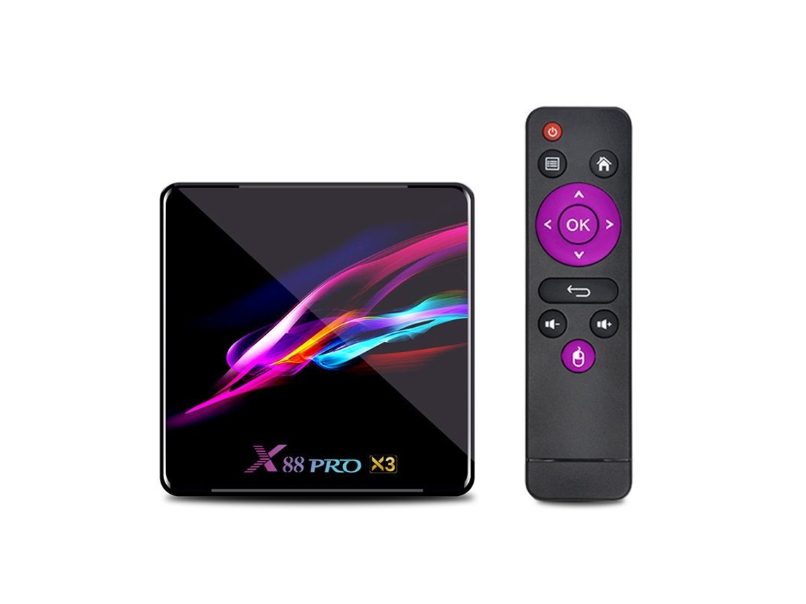 Box Smart Tv X88 Pro X3 Android 9.0 S905X3 Quad Core 1080P 4K Google Voice Assistant 2G 16G Black4Gb + 64Gb com Controle Remoto de Voz T1