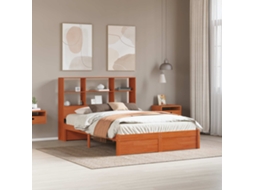 Vidaxl Estrutura De Cama Com Cabeceira Com Armazenamento Castanho Cera