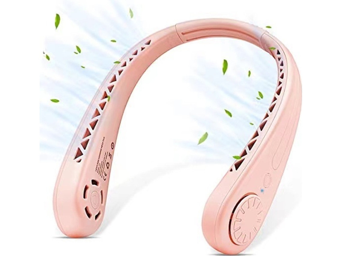 Ventilador De Pescoço Portátil Recarregável, Ventilador De 3 Velocidades Mãos Livres Sem Lâmina, Rosa Yizhood
