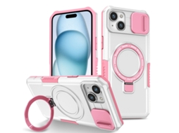 Capa Zruxe Compativel Com Iphone 15 (sliding Camshield - Magsafe - Tpu Hybrid Pc - Rosa - Branco)
