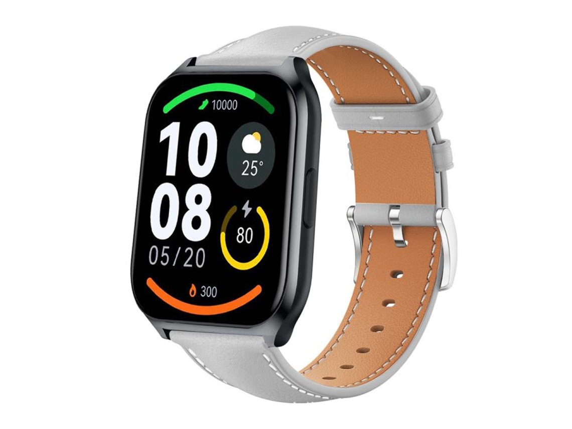 Bracelete para Xiaomi Haylou Ls09b / Ls05s / Ls10 Couro Preto Cabeça Chata Cinza XIAOMOYU (22mm)