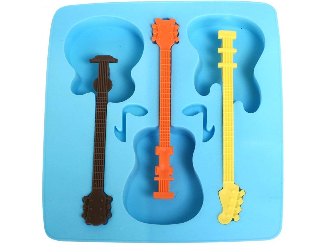 Forma De Gelo Silicone Em Formato Guitarra Para Fazer Cubos Casa