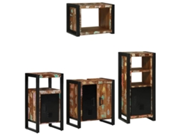Vidaxl Conjunto De Móveis Para Banheiro 4 Unid. Multicolorido E Preto