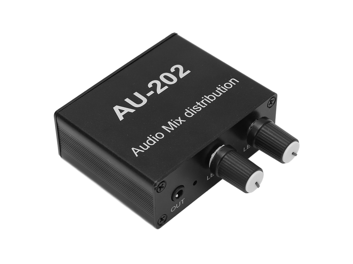 Mixer de Áudio Stereo Distribuidor 2 Entradas 2 Saídas Conversor Switch Box Amplificação Controle