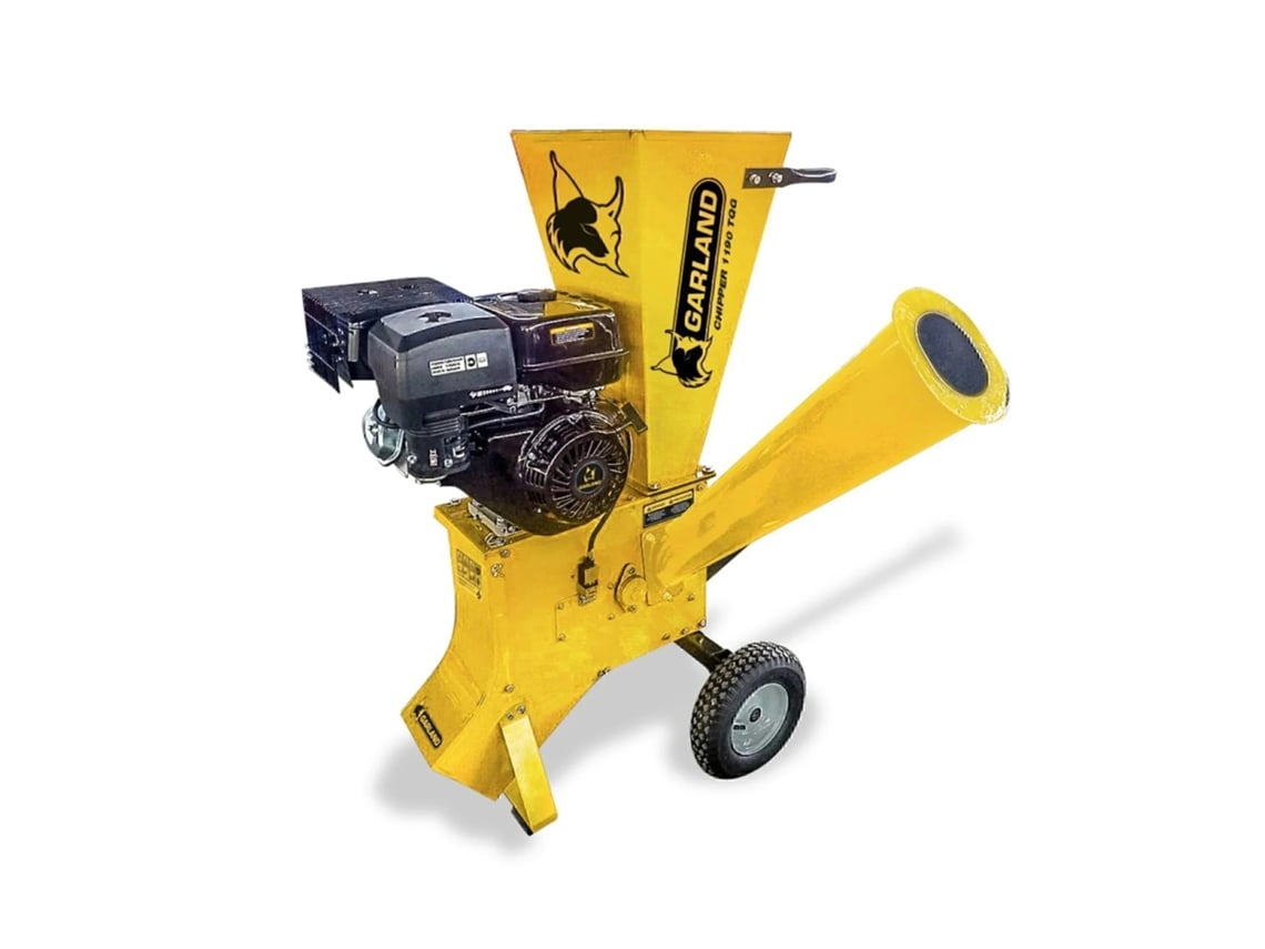 GARLAND CHIPPER 1190TQG-V24 Biotriturador a gasolina motor 4T, 420 cc, 9 kW e 115 kg. Trituração por martelos e lâminas, diâm. máx. 9 cm.