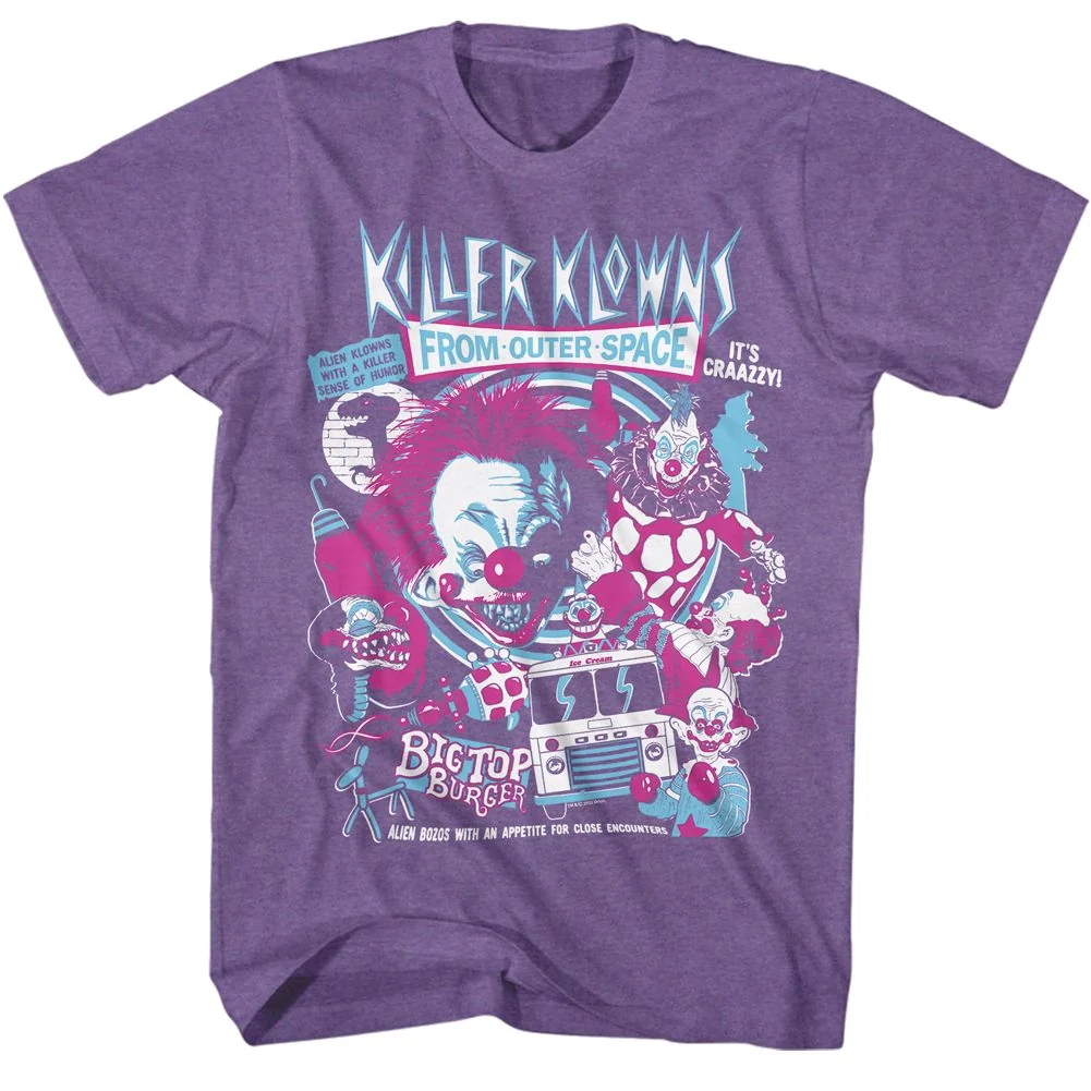 Rockinstone Killer Klowns Crazy Bunch Heather Purple Adult T-shirt Size:l