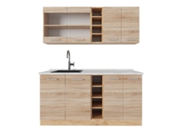 Cuisine R-Line, 160cm, PT Mármore, Sonoma/Carvalho dourado VICCO