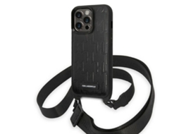 Estojo Logótipo Monograma Alça para iPhone 14 Pro KARL LAGERFELD Rígida Preto