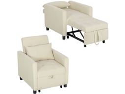 Sofá Cama Individual Poliéster Cor Bege 69x82,5x84 cm Homcom
